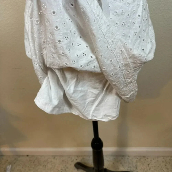 Free People Apricot Rose Mini Eyelet White Dress Puff Sleeve Open Back Size Med - Picture 10 of 12